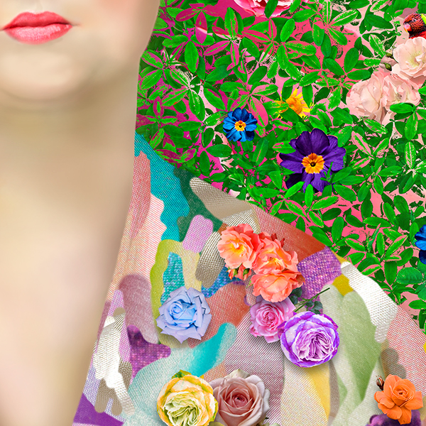 detail met mond, achtergrond, hals en jurk, door Marloes Otten