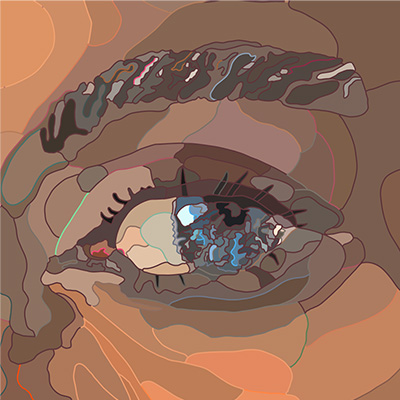 detail van het oog uit Erfgoed digitaal van Marloes Otten